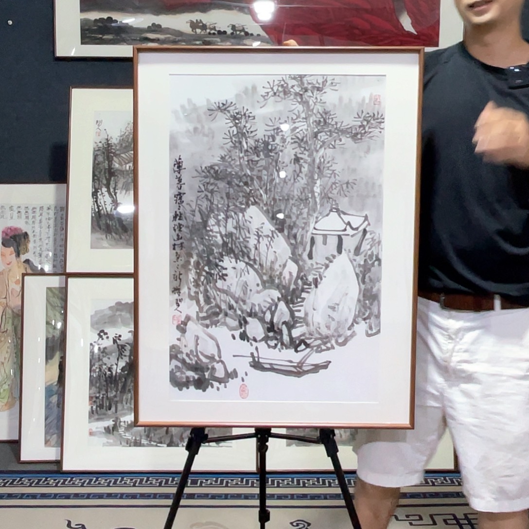 国画手绘画作品带框80/60