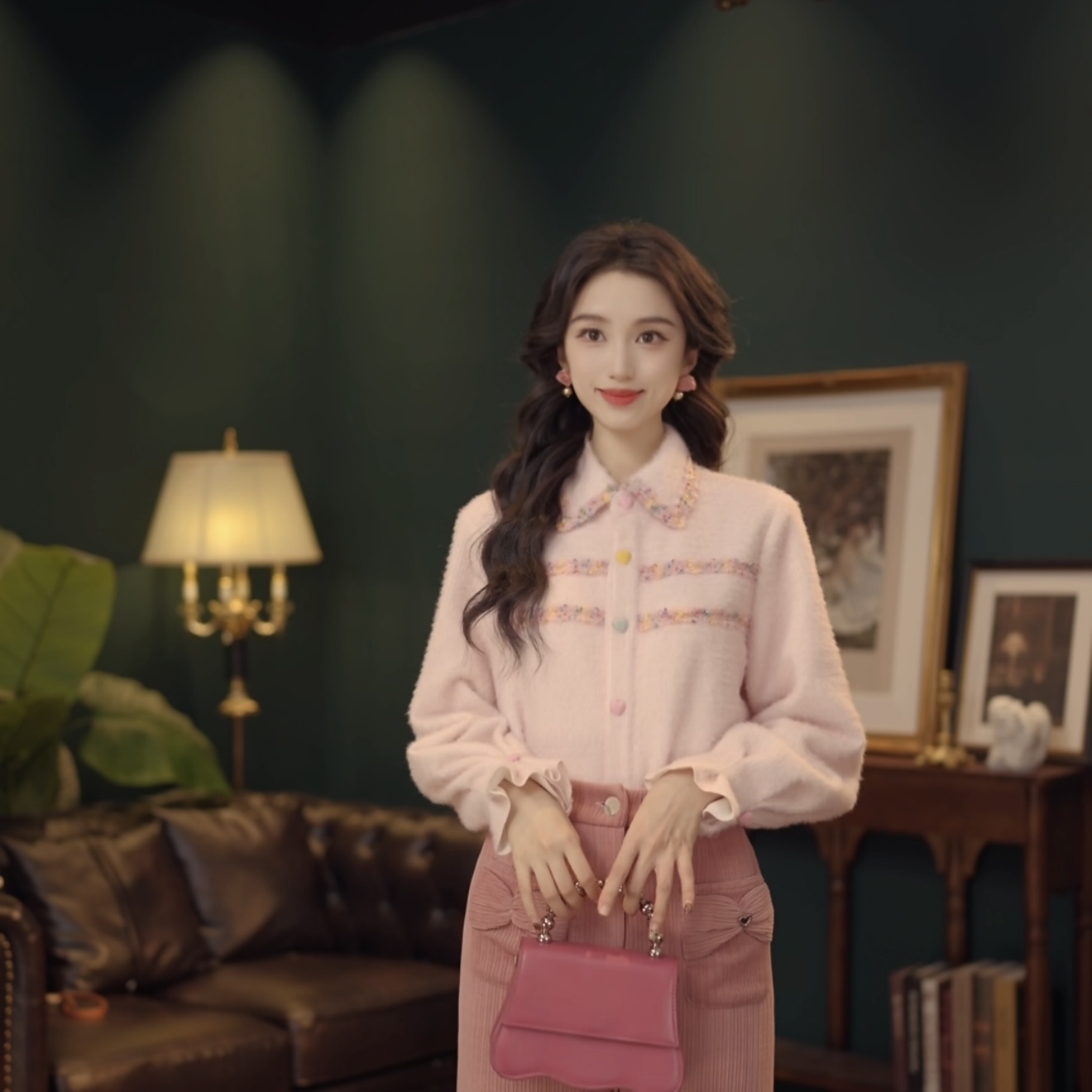 琦琦【心事回音】复古港风秋冬厚款休闲百搭上衣YE0708572