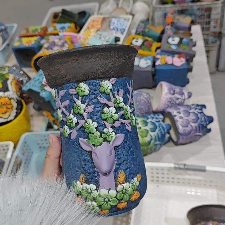 红陶吸水透气的白陶花盆凑满12发货