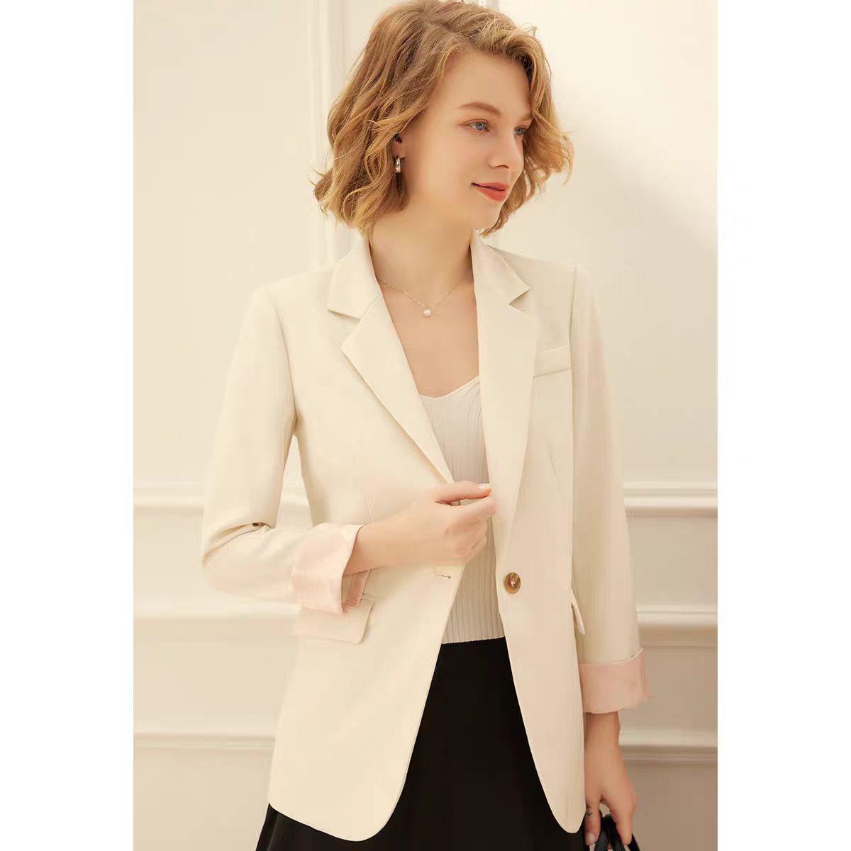 春秋西服外套气质百搭简约优雅通勤西装外套女X505