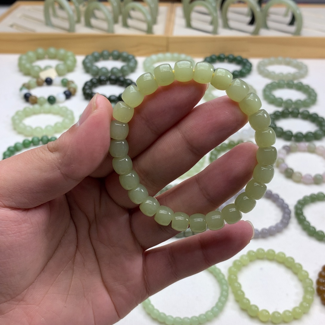 和田玉手串（直切黄口8）未镶嵌