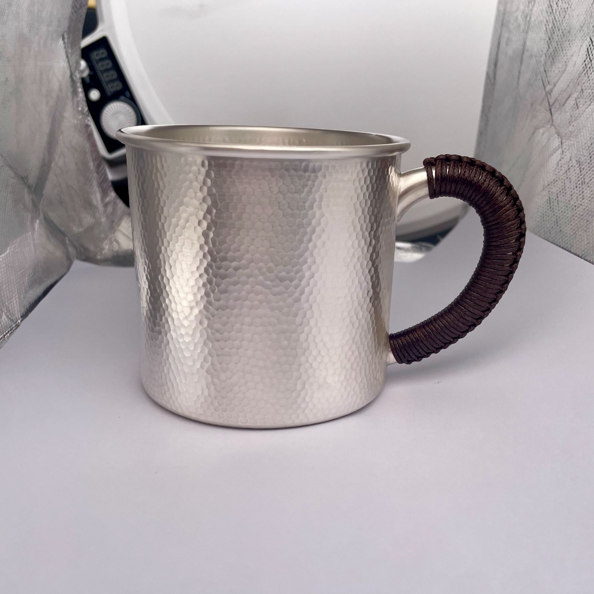 足银999 纯手工锤纹茶杯茶缸主人杯