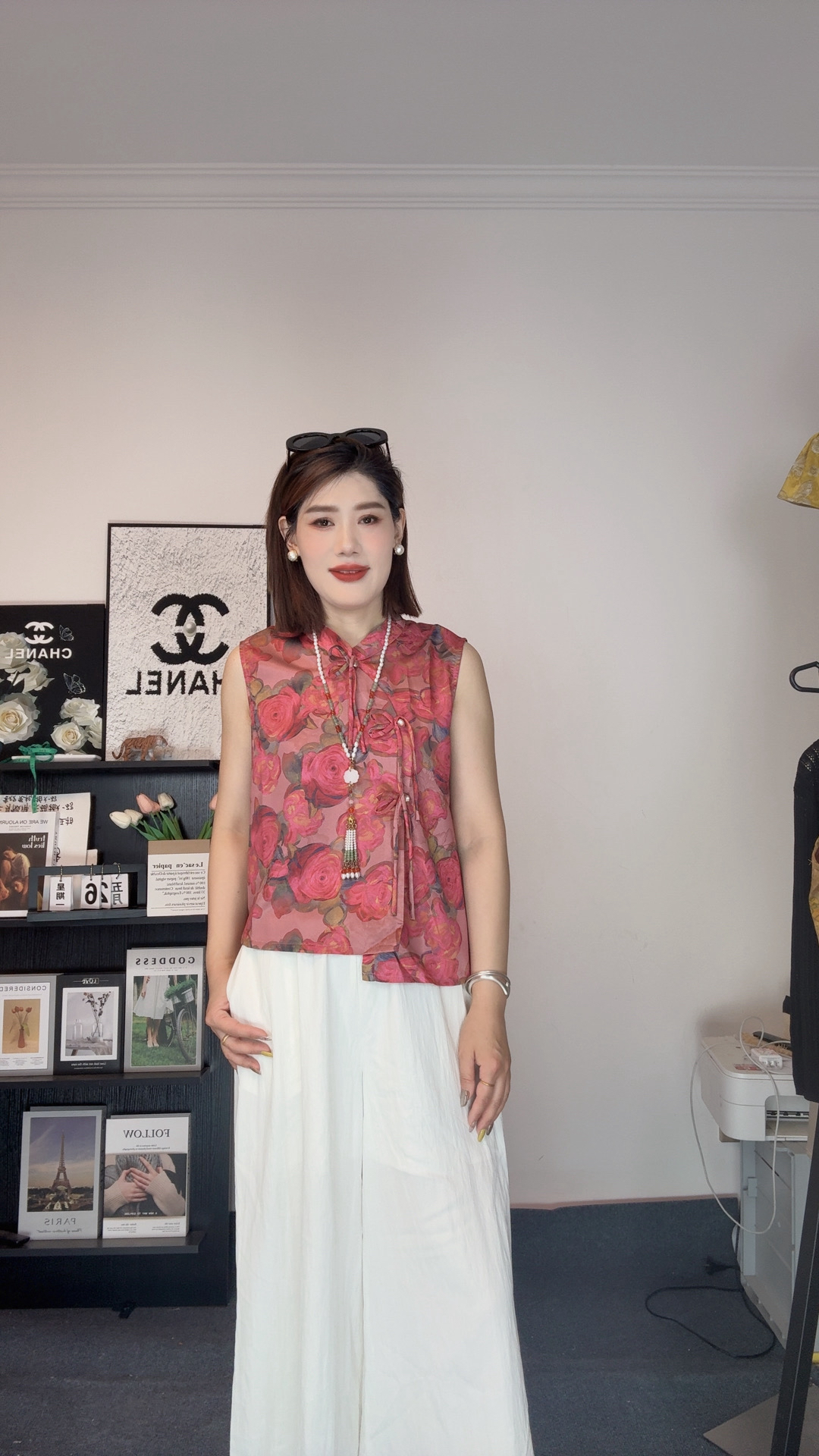 新中式提花印花蝴蝶扣唐装无袖马甲款