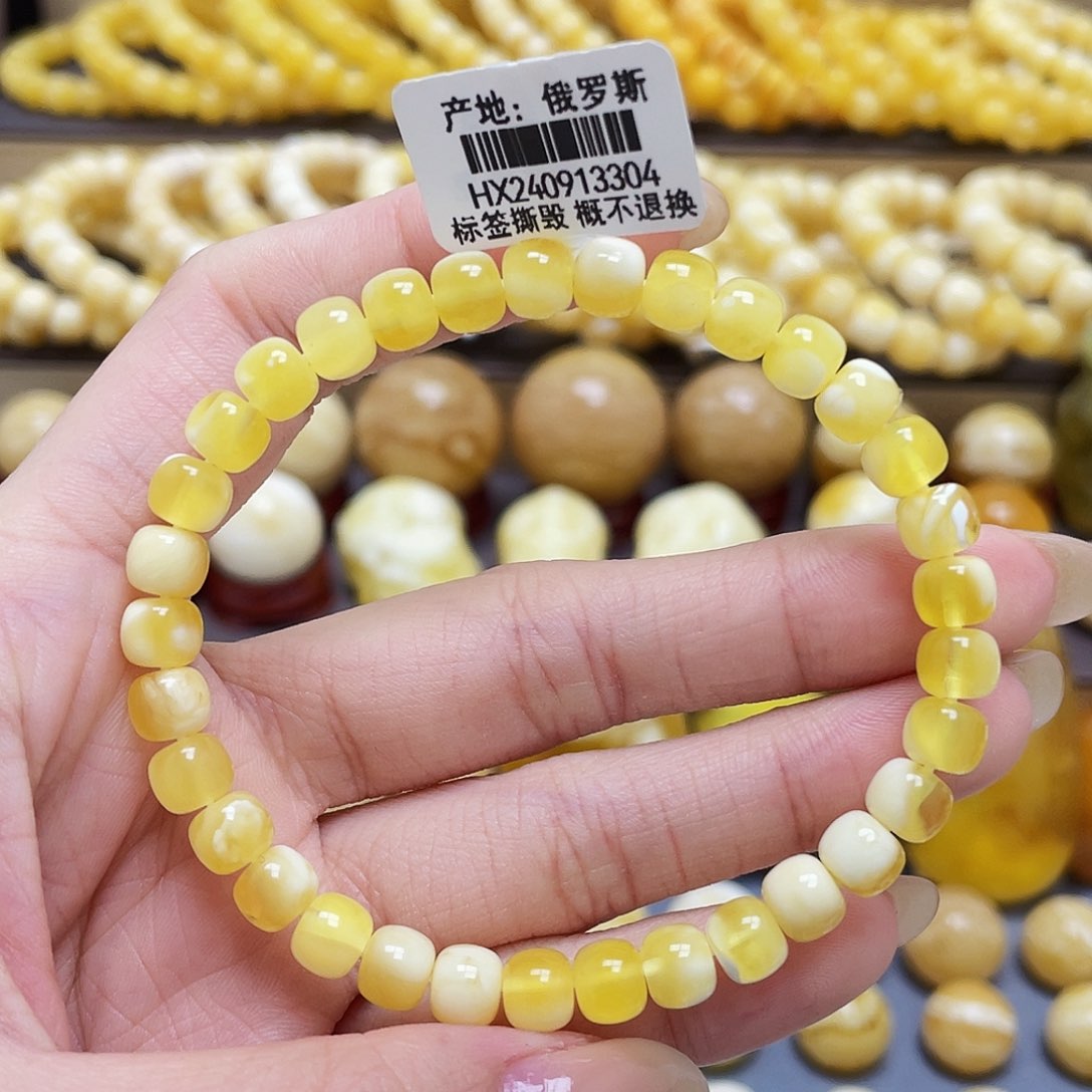 未镶嵌琥珀裸石蜜蜡老型手串6.6mm微瑕