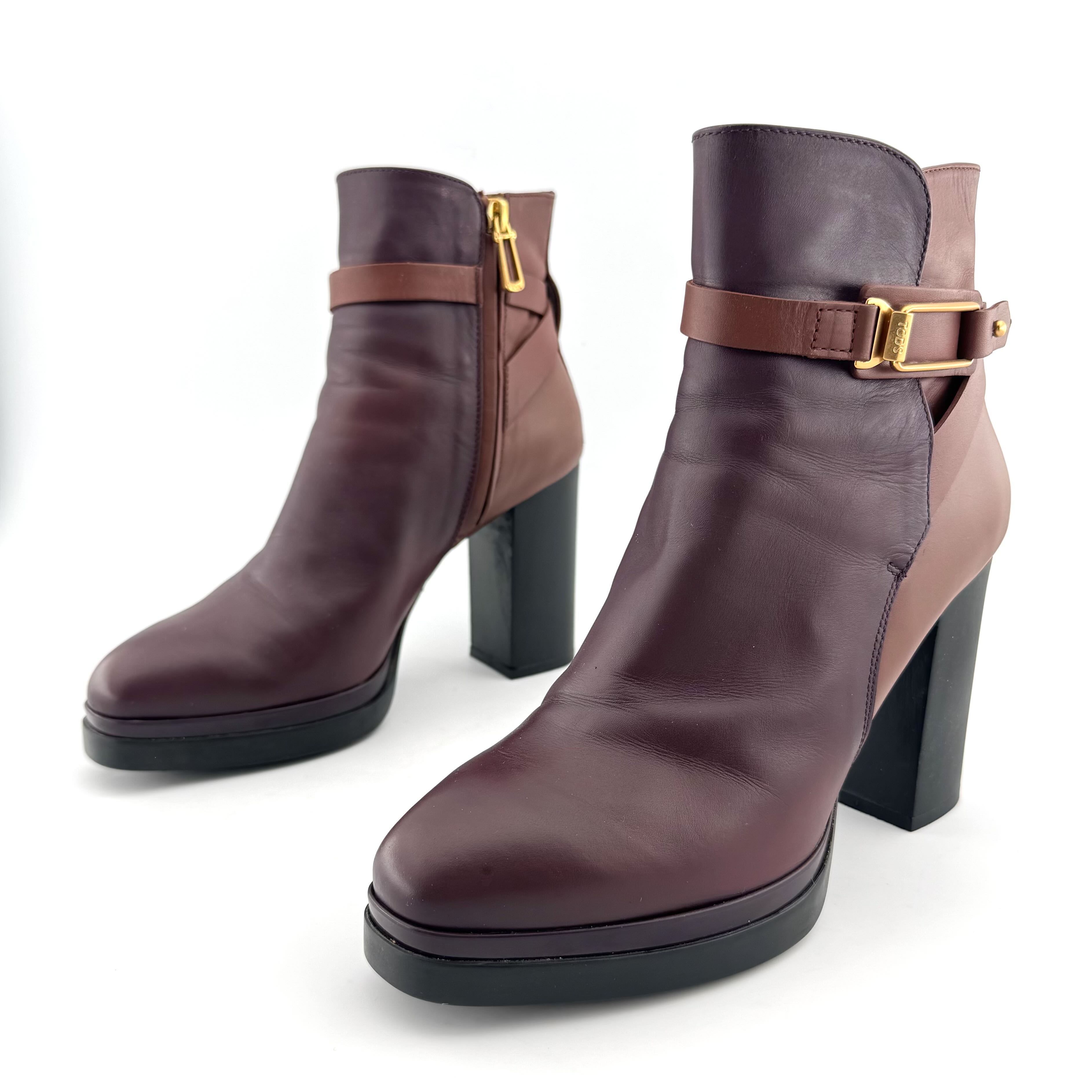 99新 TOD’S/托德斯 39码 女士高跟短靴 D2466