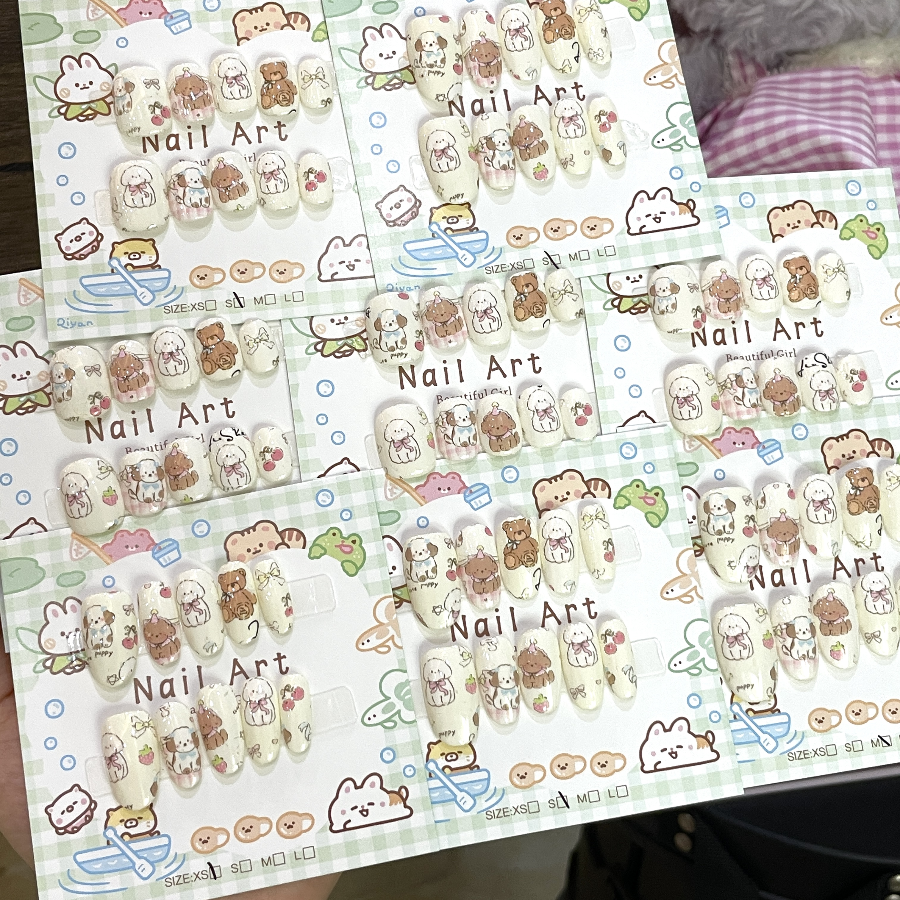 樱桃小狗-转印贴纸纯手工穿戴甲