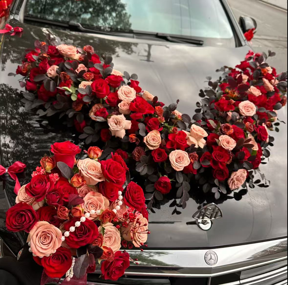 婚车大v花泥一整套吸盘式花车头鲜花V型花泥婚庆插花材料
