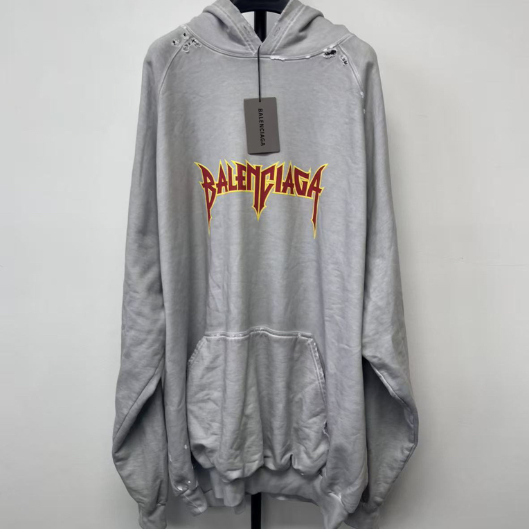 未使用 Balenciaga/巴黎世家 Logo印花连帽长袖卫衣 01791