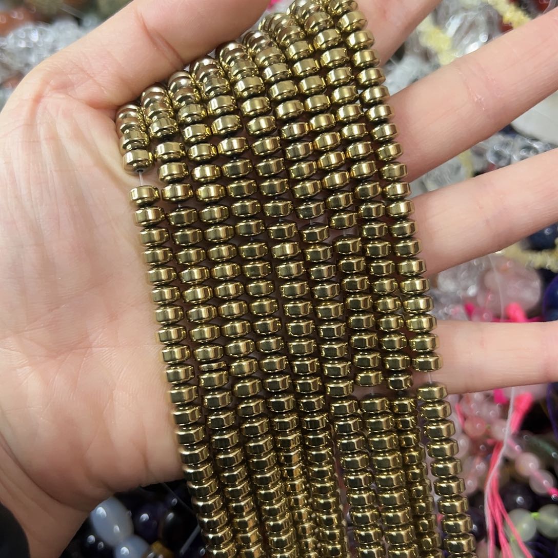 玛瑙/玉髓未镶嵌珠宝半成品，卡6黑胆石算盘高保色一条