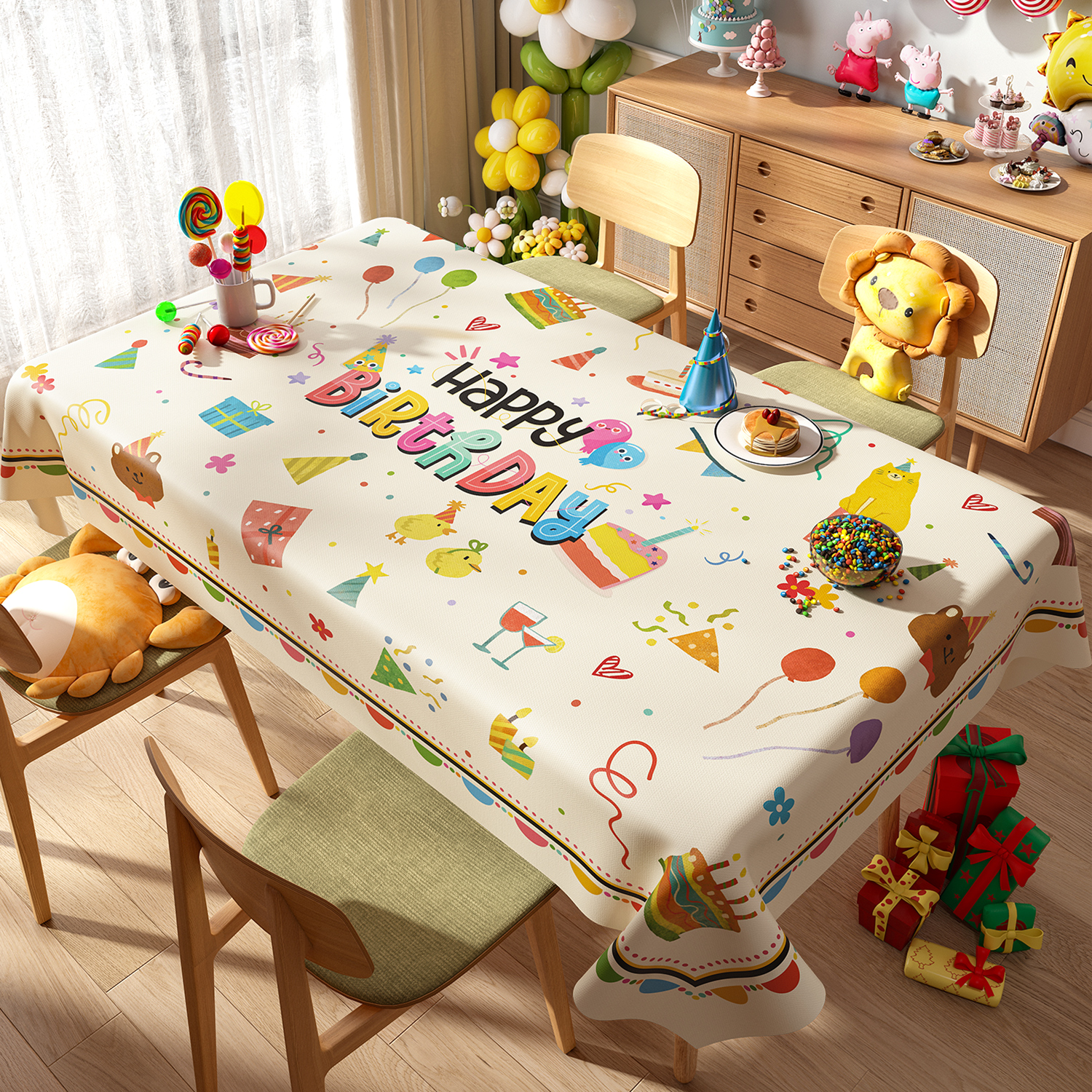 生日桌布网红儿童派对party台布圆桌摆台装饰场景布置周岁氛围布