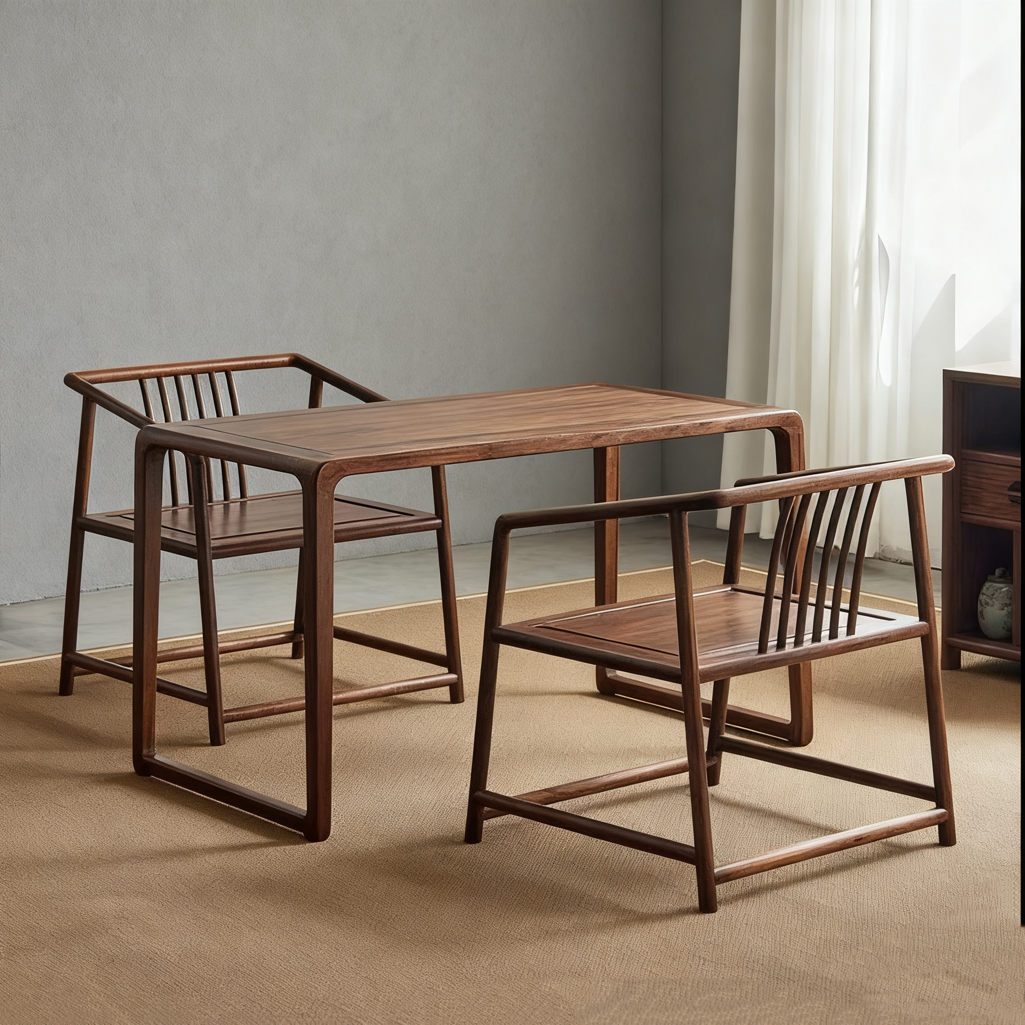 中式实木黑胡桃木桌凳古琴桌琴凳国学书法现代简约书桌古筝桌子