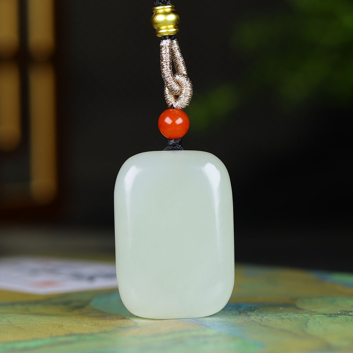 120109和田玉晴水无事牌挂件