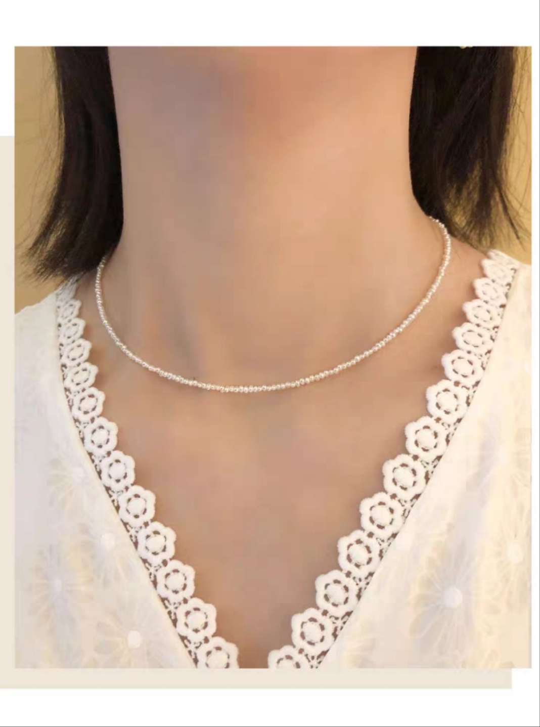 异性小渣渣1-2mm锁骨项链银叠戴气质