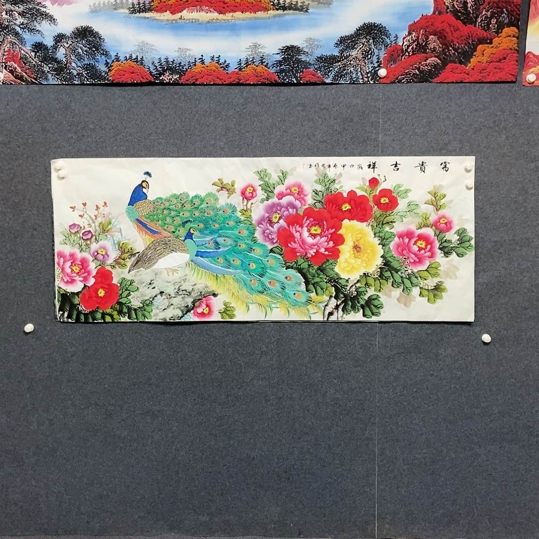 国画小六尺牡丹一副