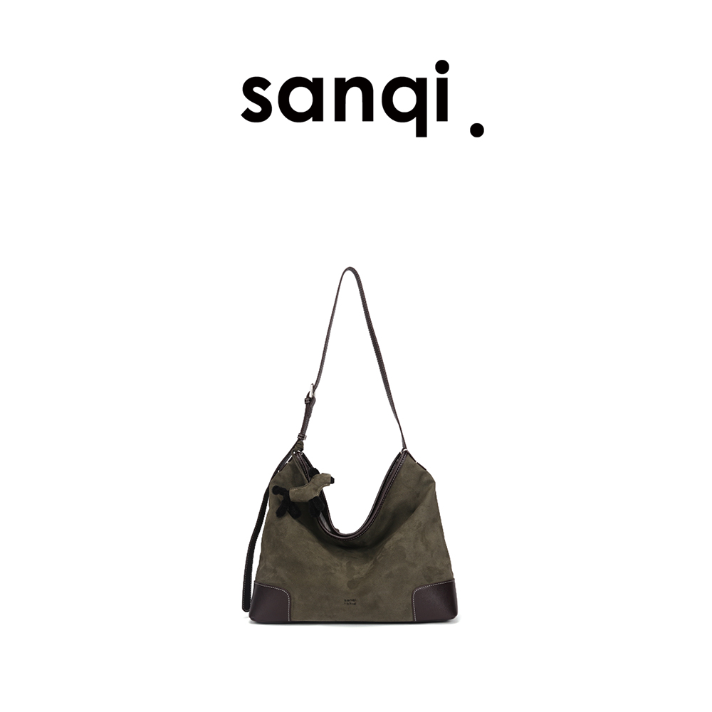 【拼接hobo2789】sanqimtime小叁七2789#麂皮hobo大容量包包单肩包