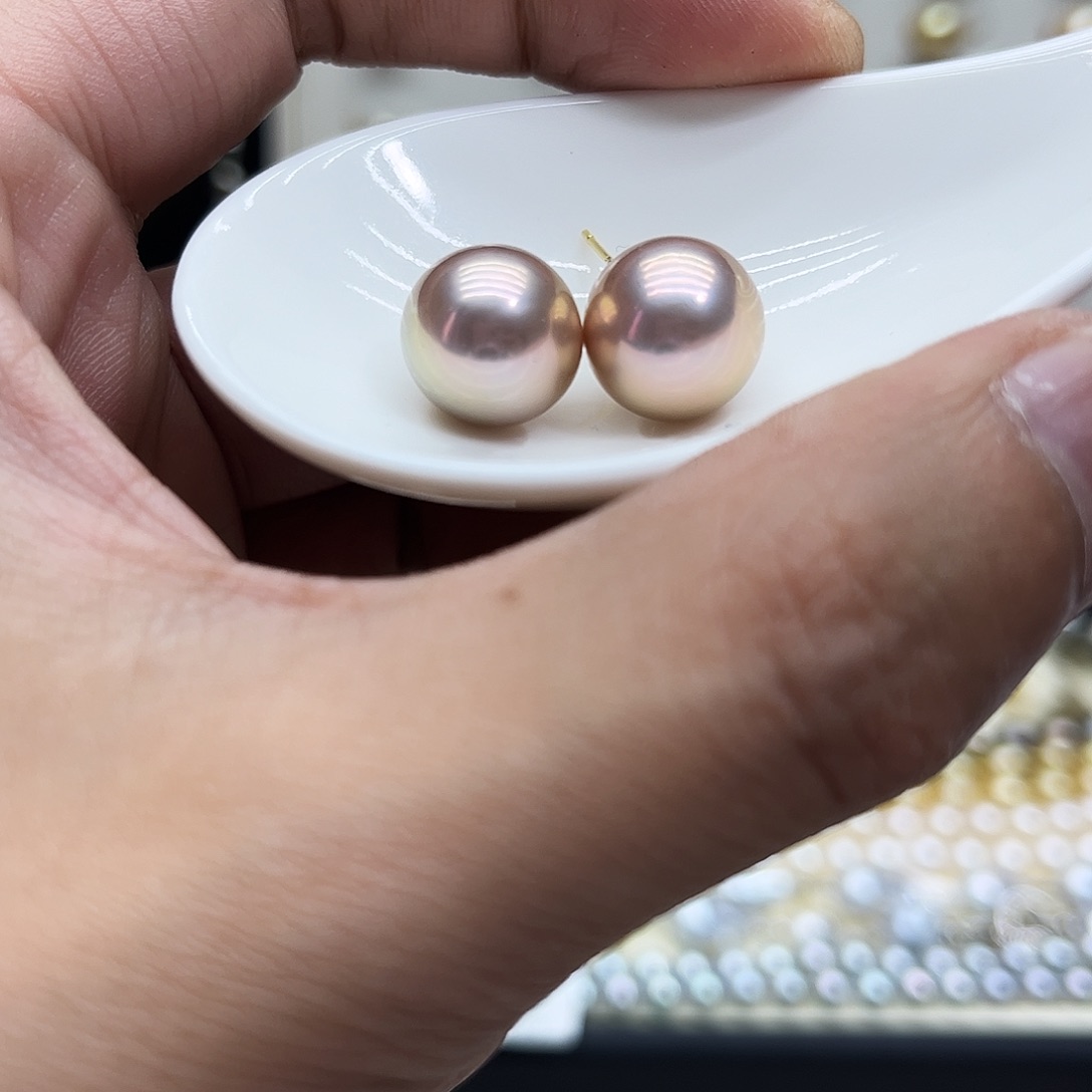 耳饰银S925镶嵌淡水珍珠