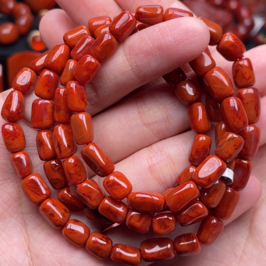 南红玛瑙未镶嵌珠宝奇石单圈7mm