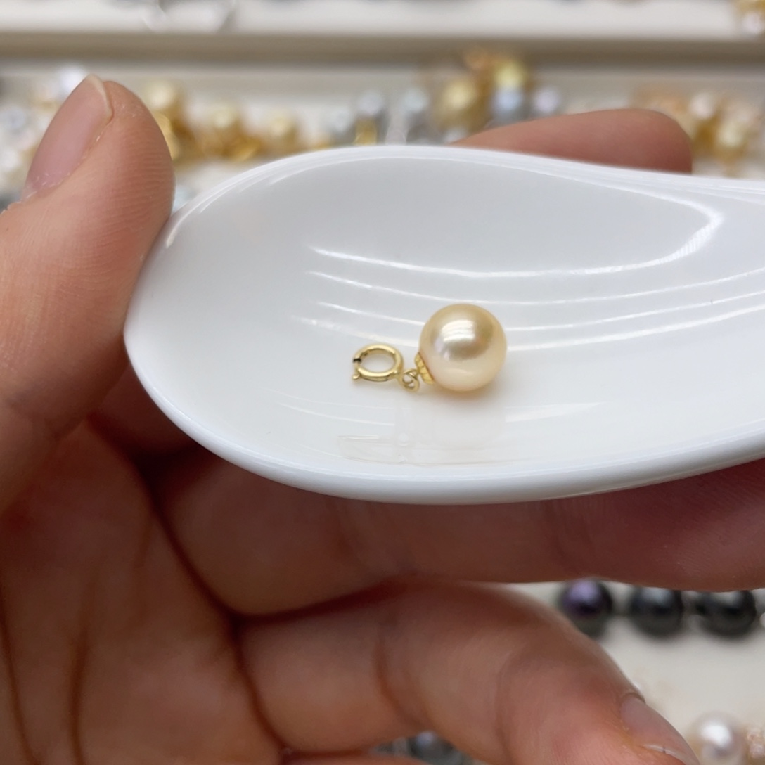 海水珍珠18K金镶嵌吊坠(不含链)