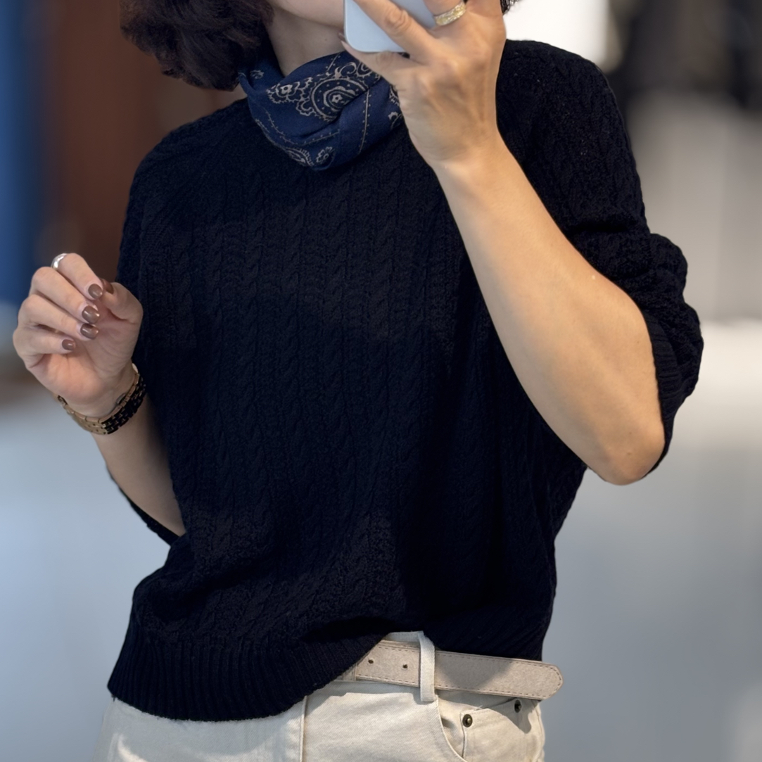 【18138】通用极简风常规款薄款常规短袖毛针织衫圆领