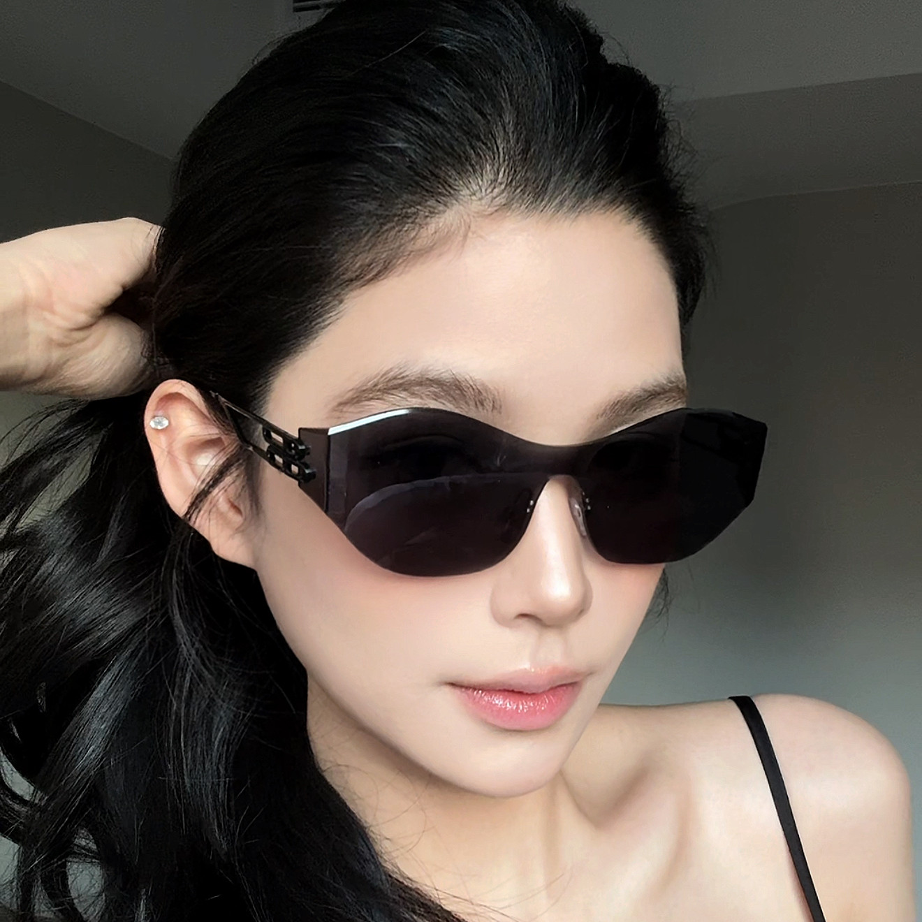 弗瑞姆眼镜无框太阳镜女一体折弯镜片ins防紫外线墨镜太阳眼镜465商品图