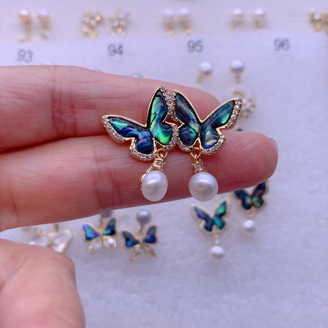 合金淡水珍珠耳饰