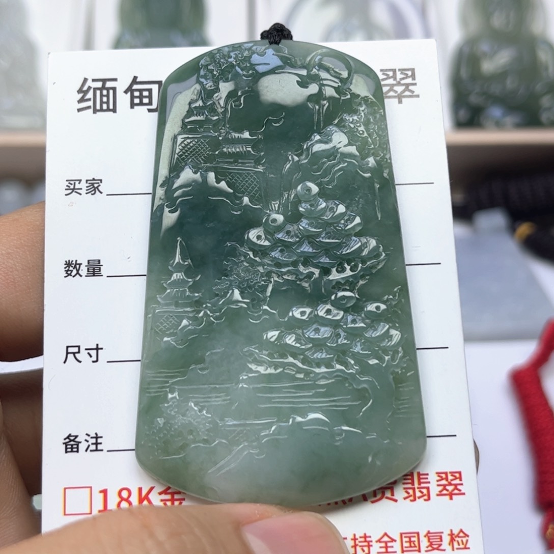 翡翠颈饰未镶嵌缅甸天然翡翠A货