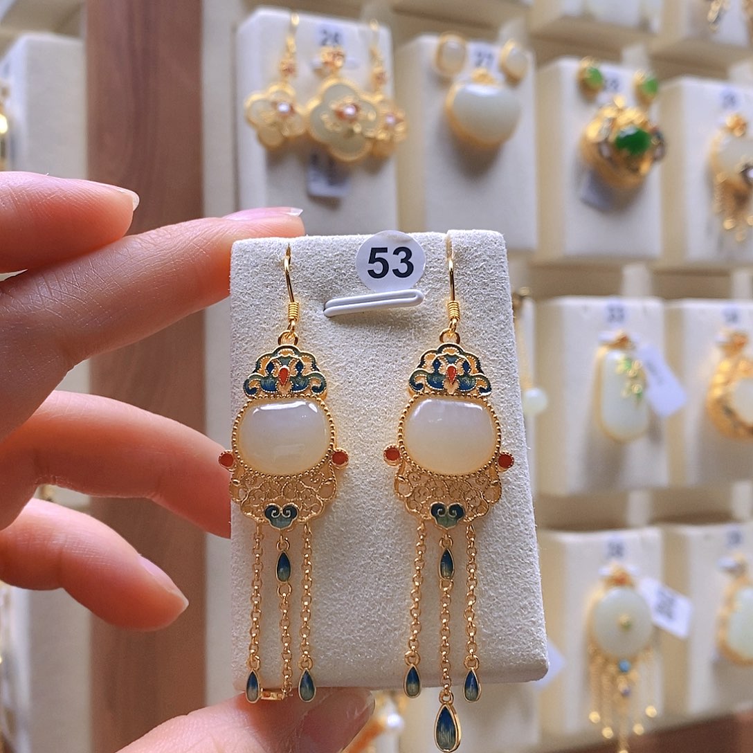 和田玉颈饰银S925镶嵌