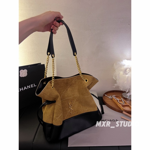 【秀场rose】2025麂皮托特包hobo包大容量链条水桶包单肩斜挎包 