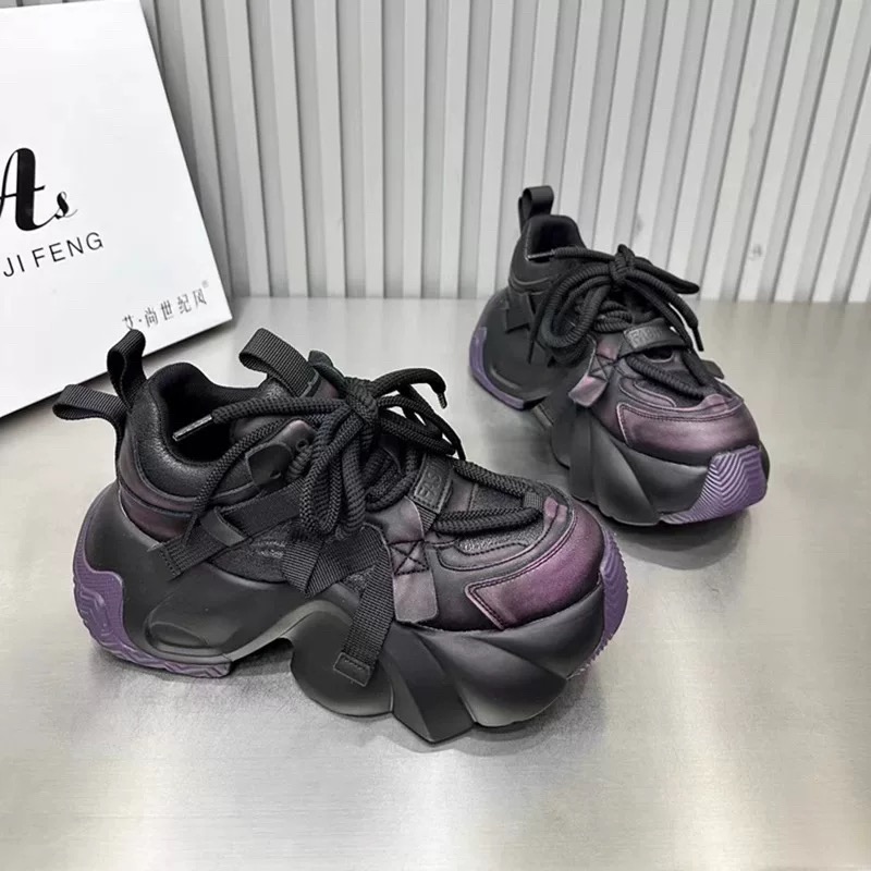 2024年秋季新款网红透气老爹鞋女百搭灰黑色厚底老爹鞋959