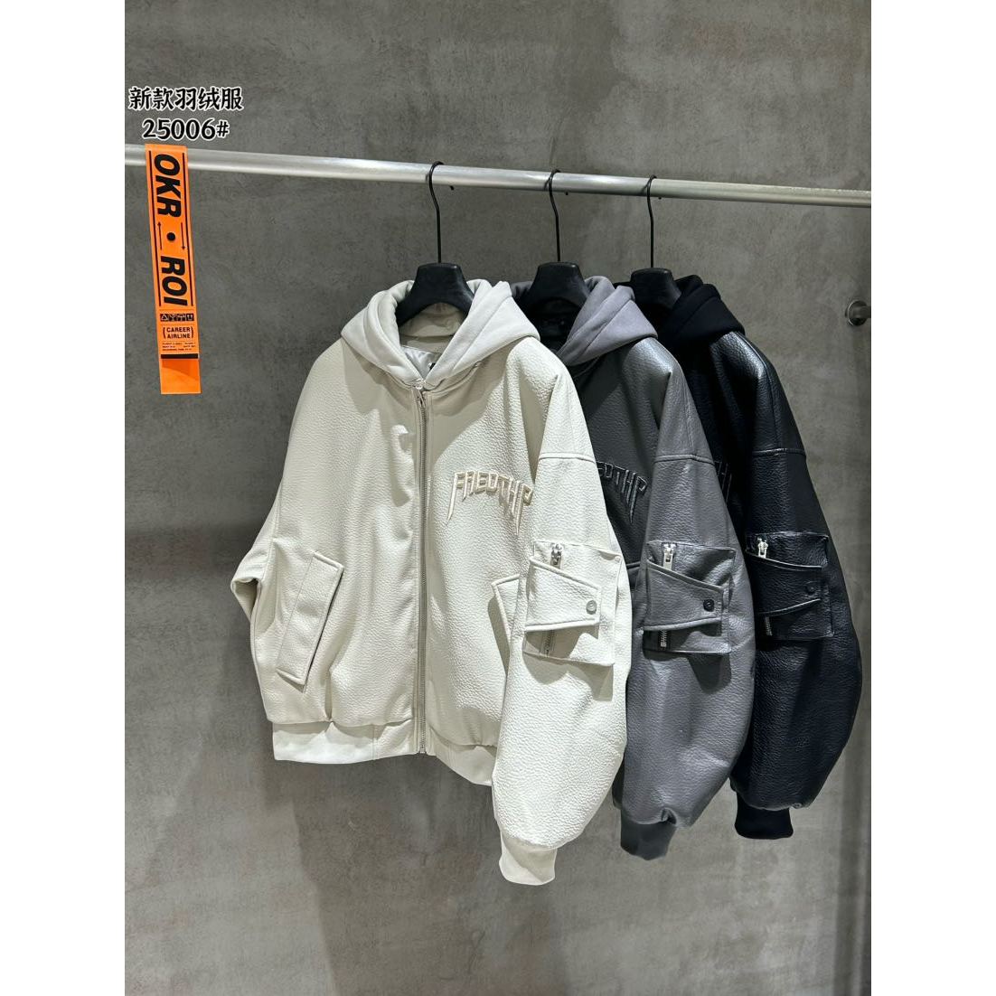  25006 潮牌休闲时尚字母皮男羽绒服 