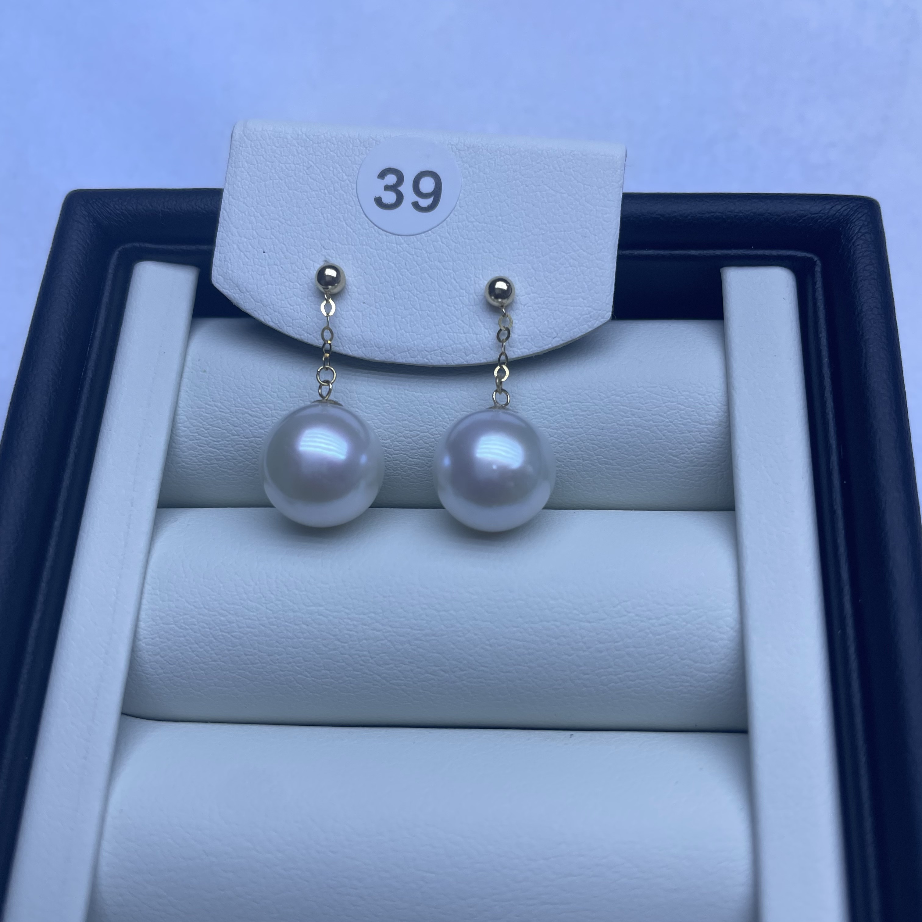 【新店特选】11-12mm大风吹耳饰18K金镶嵌天然淡水珍珠百搭精致