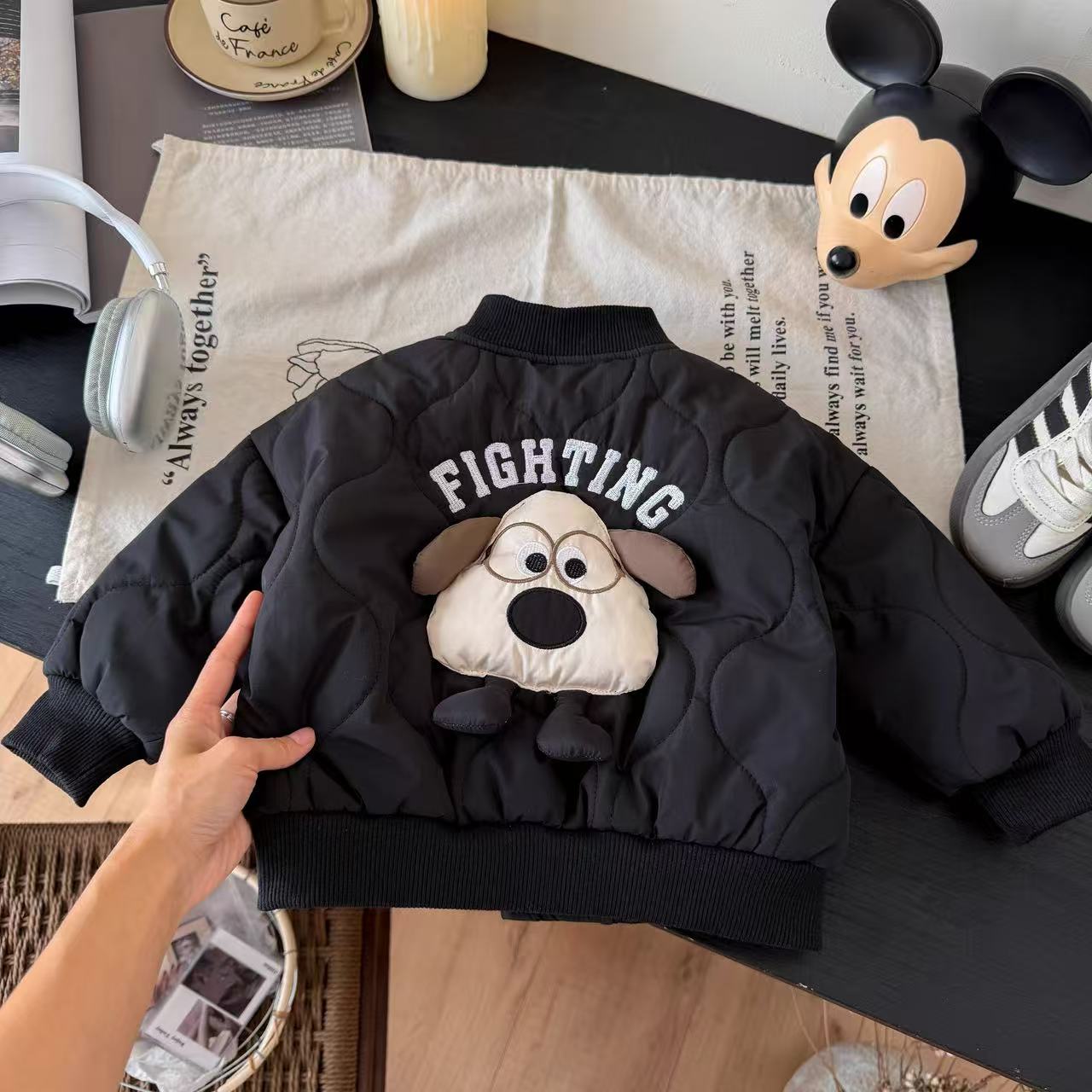 男童冬装宝宝外套婴儿卡通动漫韩版纯色休闲棉袄冬季棉服加绒洋气