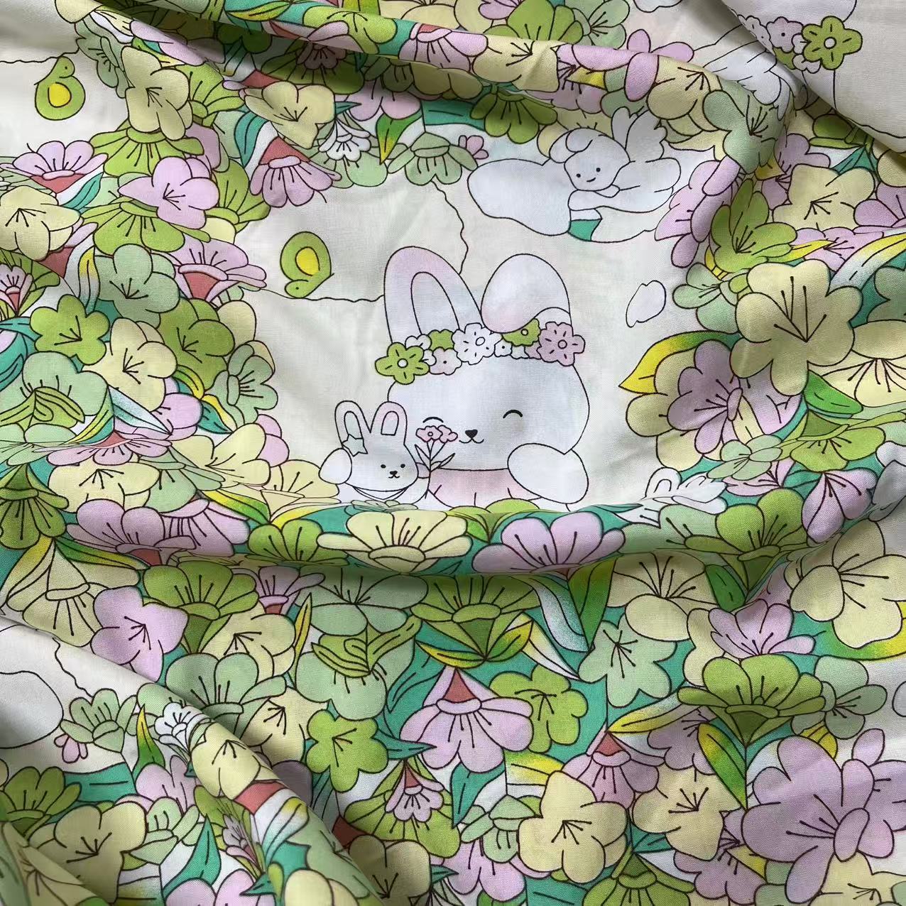 【绒兰】袋鼠国订单! 棉绸布料莱赛尔升级款 166号  温馨小兔