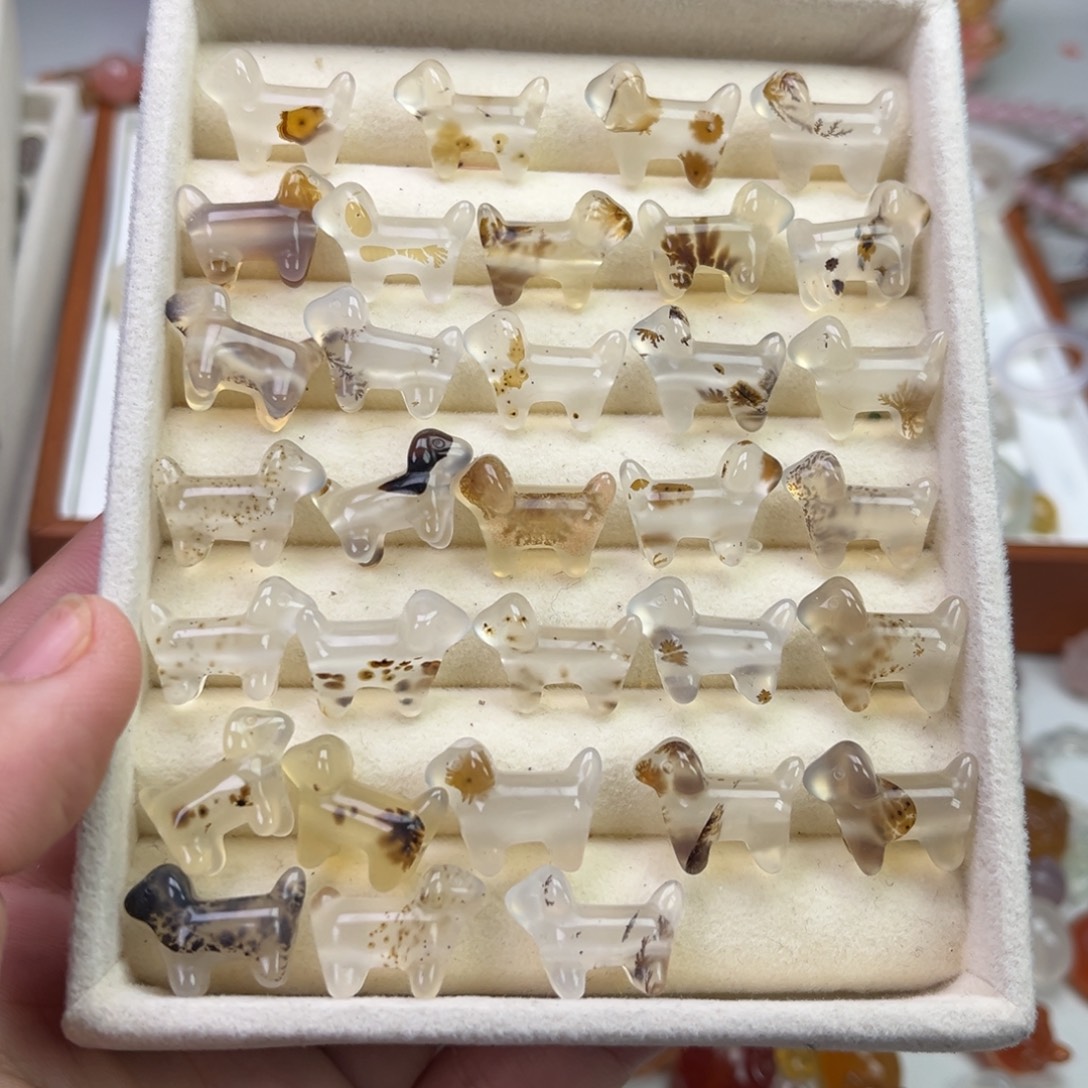 玛瑙/玉髓合金戒指草花腊肠狗