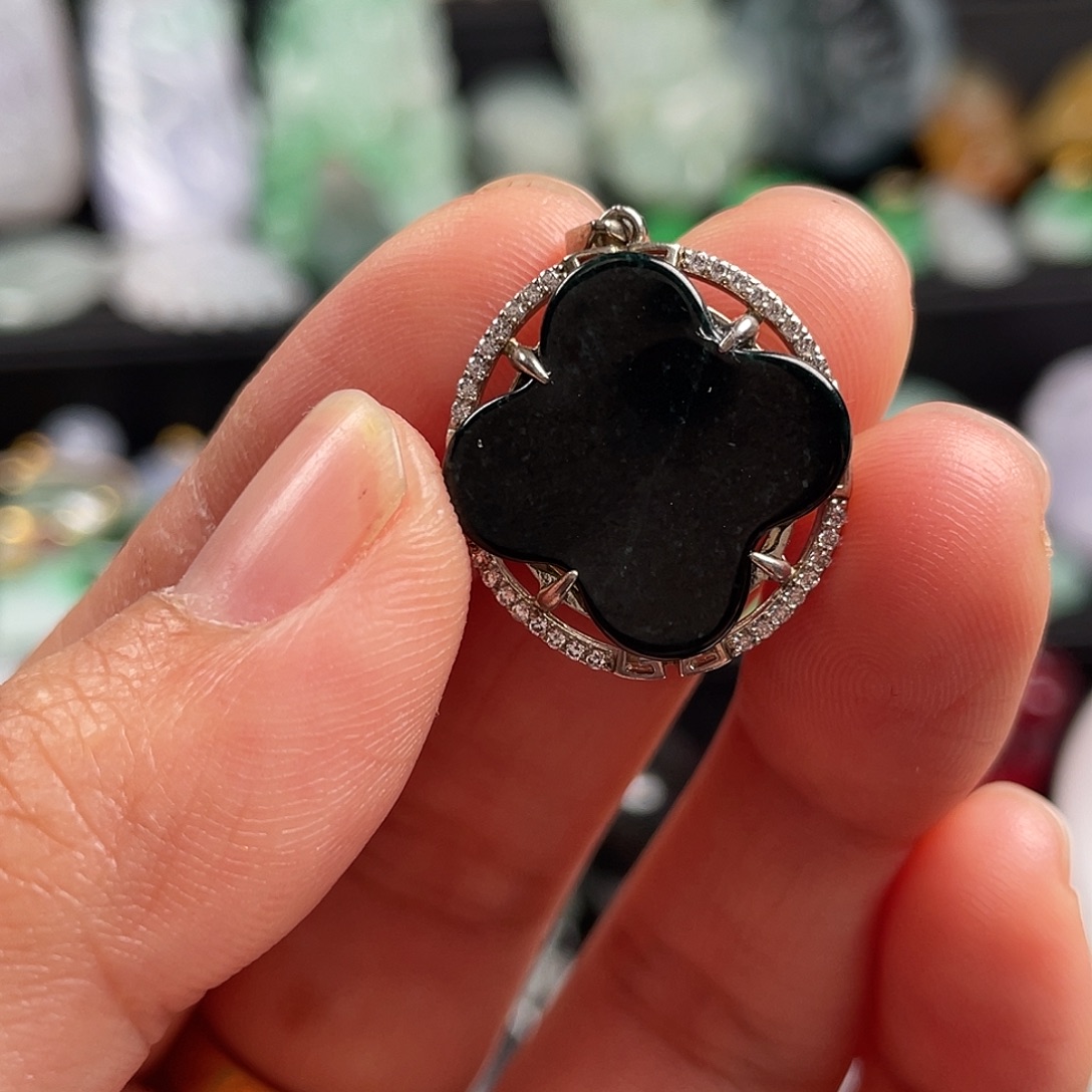 翡翠银S925镶嵌吊坠(不含链)