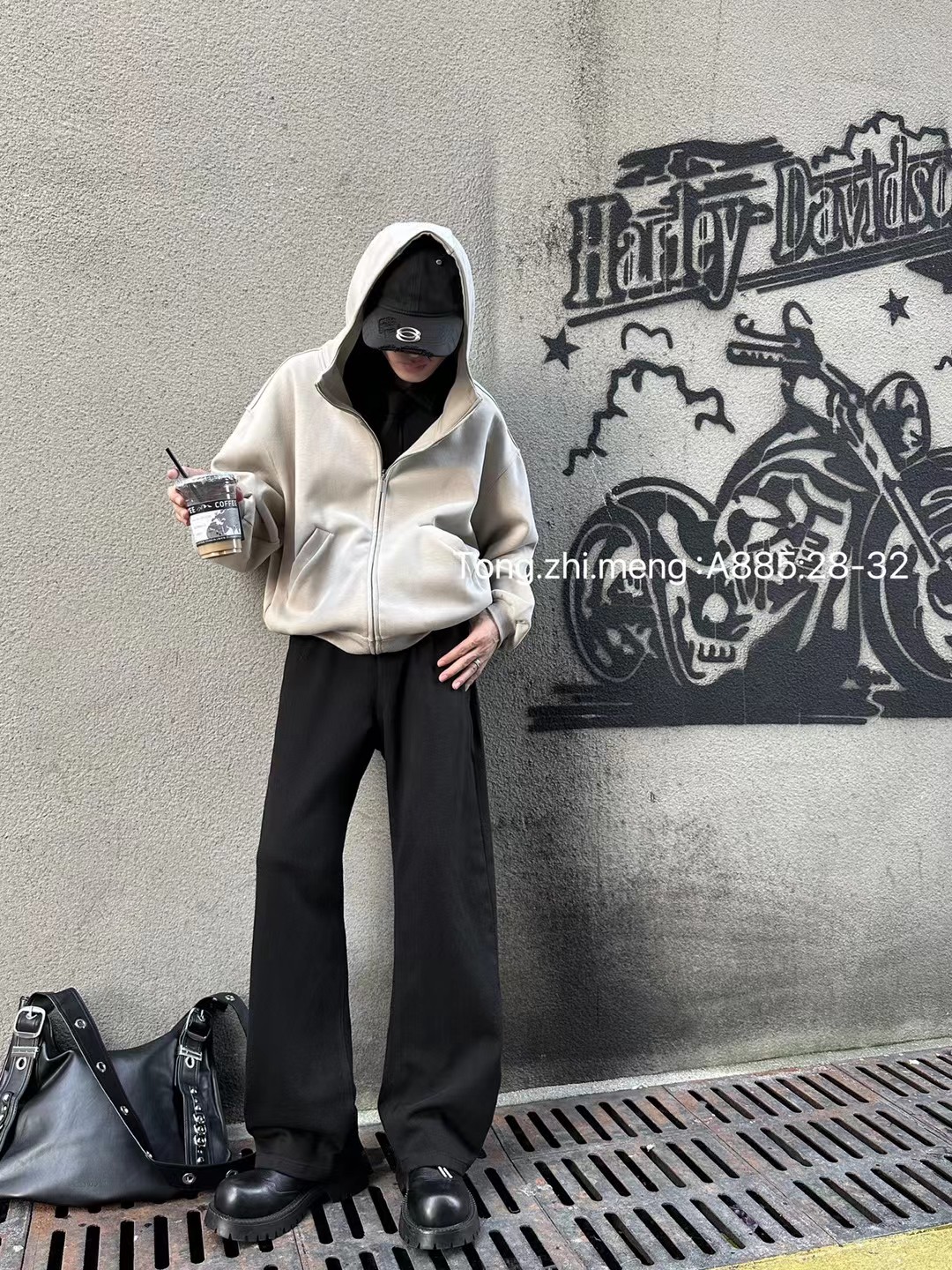 青少年美式巴黎微喇弹力高街百搭休闲长裤潮牌修身直筒微喇裤2551