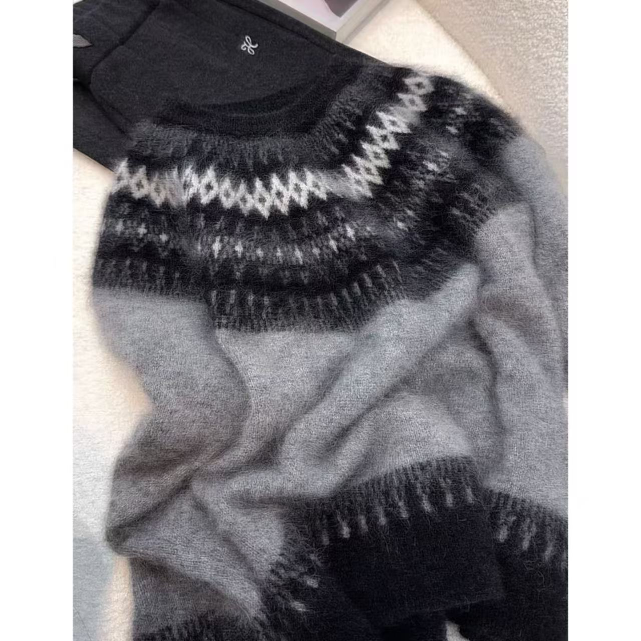 丽姐家~北欧风费尔岛提花针织宽松加厚保暖圆领百搭秋冬上衣