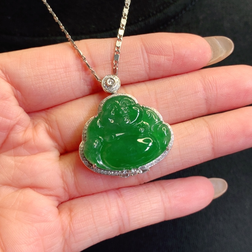 【闪购商品】颈饰18K金镶嵌翡翠佛公