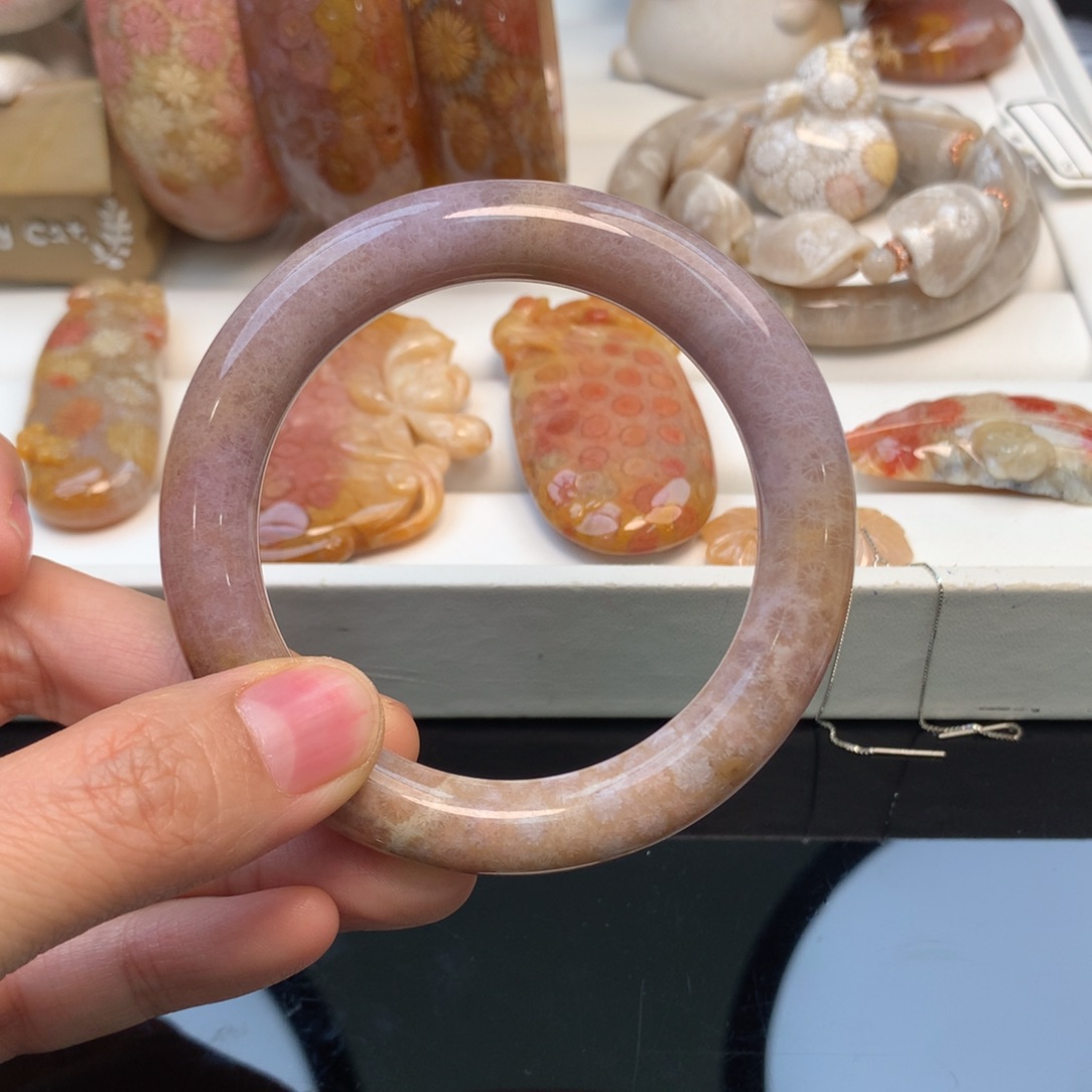 硅化珊瑚（珊瑚玉）手镯未镶嵌小*