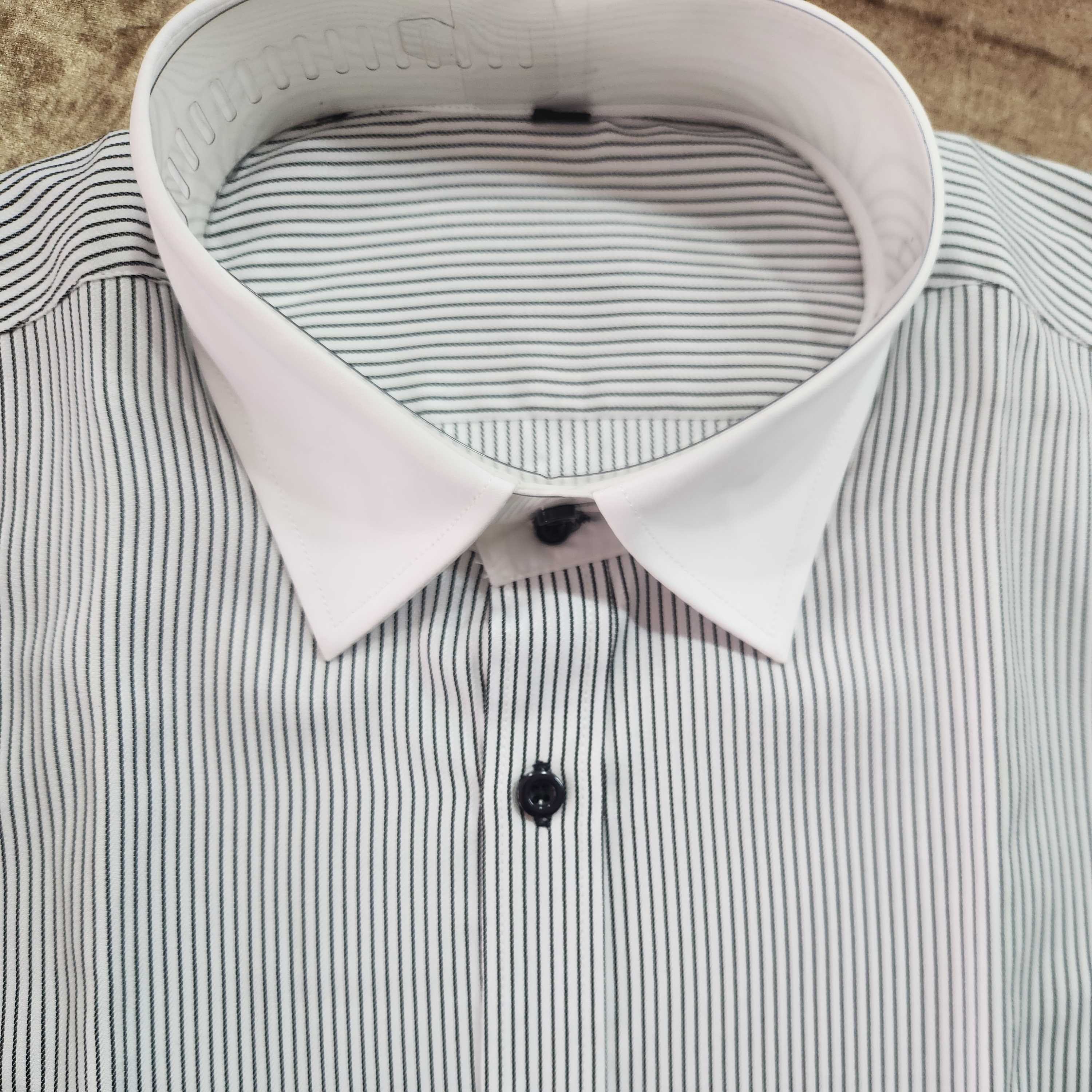 （黑色竖条）剪标款商务休闲长袖衬衫