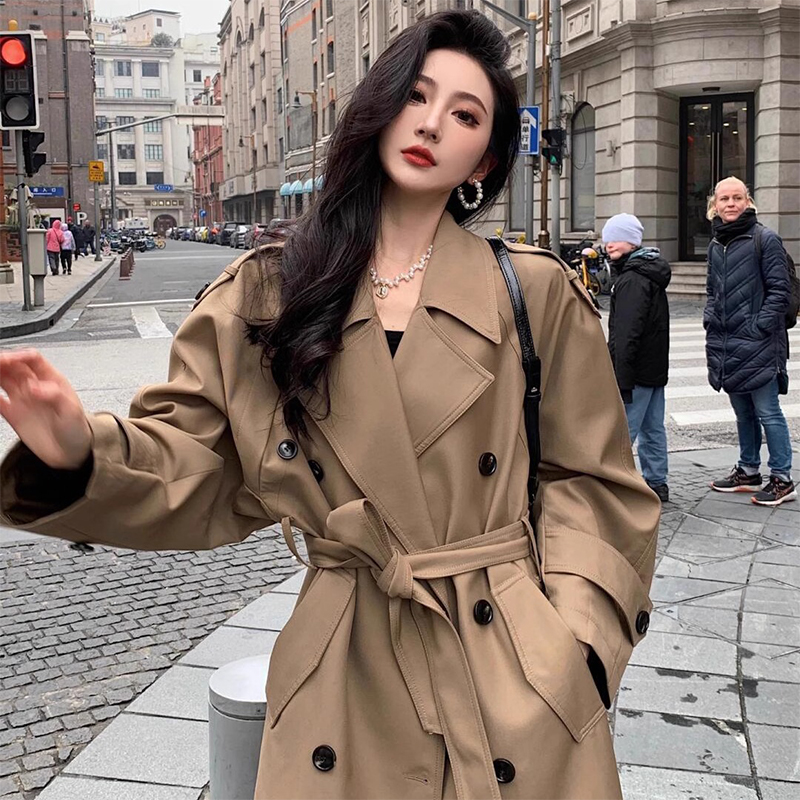 风衣外套女2025年新款早秋中长款英伦风高级感宽松气质大衣小个子