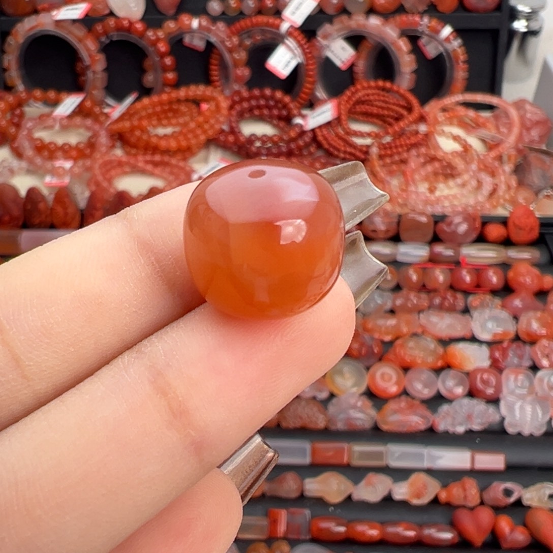 南红玛瑙未镶嵌颈饰老型珠卡14.5