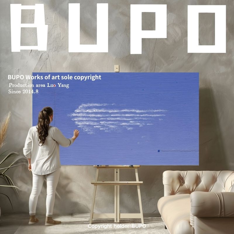 简约现代风格蓝天白云肌理纯手绘油画天空客厅装饰画卧室床头挂画