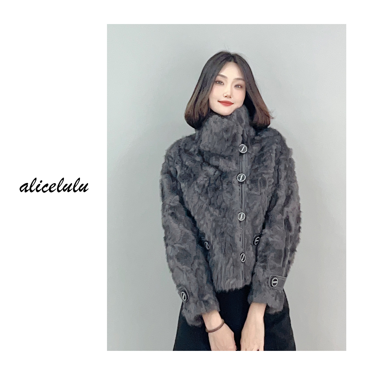 1alicelulu “叛逆千金”绒毛外套 波尔卷 个性名媛 S2141127Tr