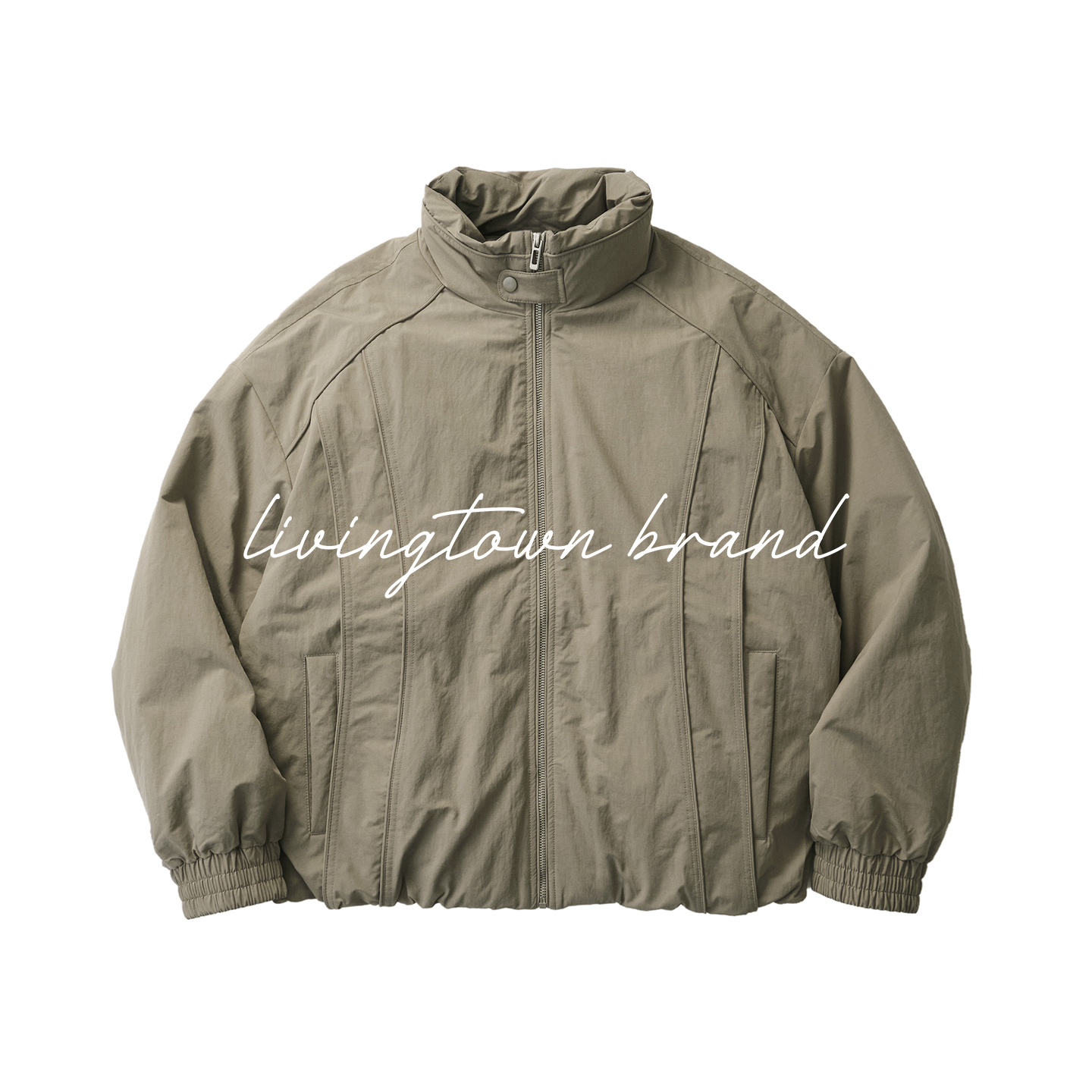 LIVINGTOWN冬季立领保暖90白鸭绒线条设计休闲宽松通勤羽绒服外套