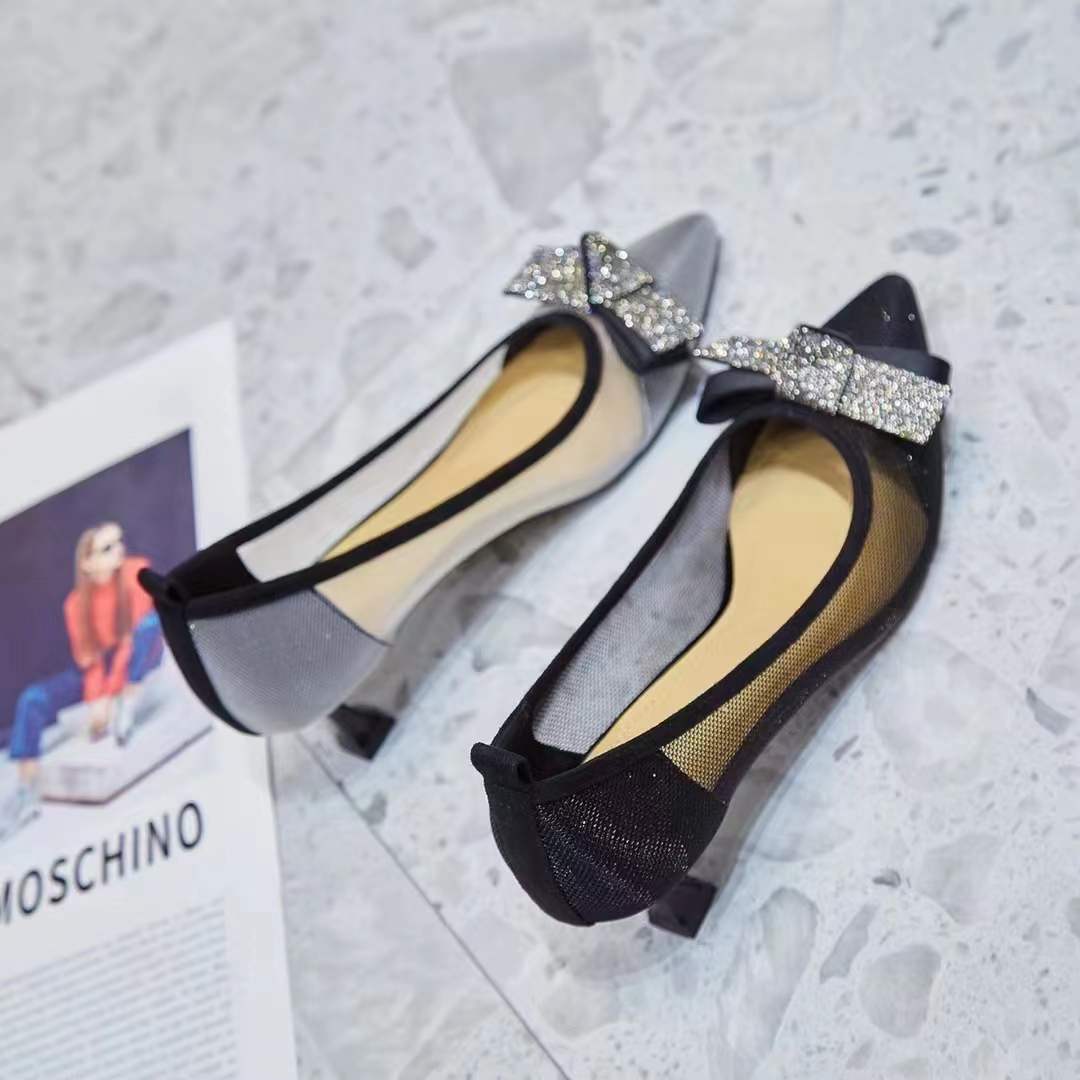 大厂出品5601镂空浅口细跟水钻高跟尖头单鞋跟鞋凉鞋女士鞋子