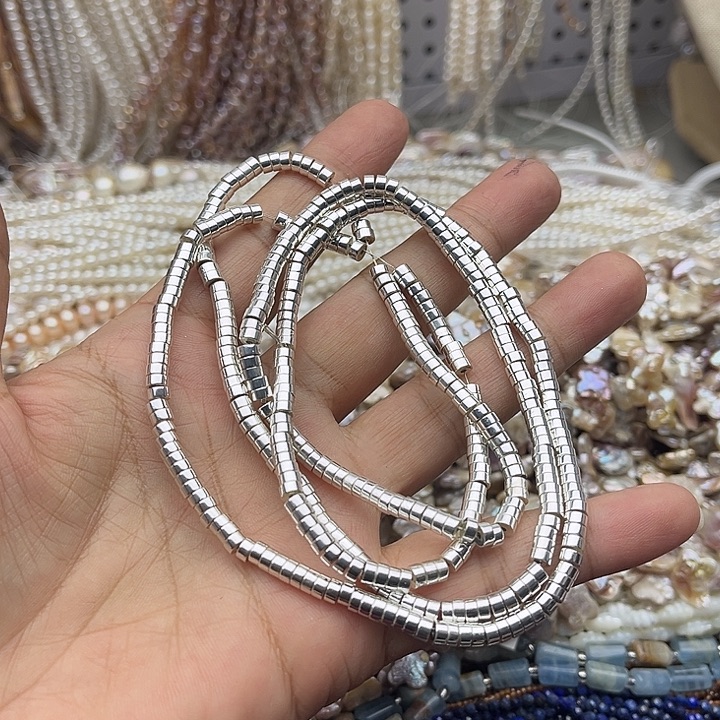 玛瑙/玉髓未镶嵌珠宝半成品2条4/2mm昨天银胆石直切