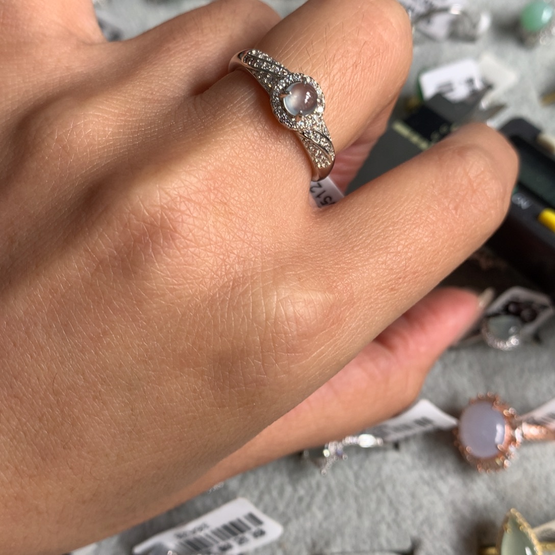 翡翠银S925镶嵌耳饰戒指