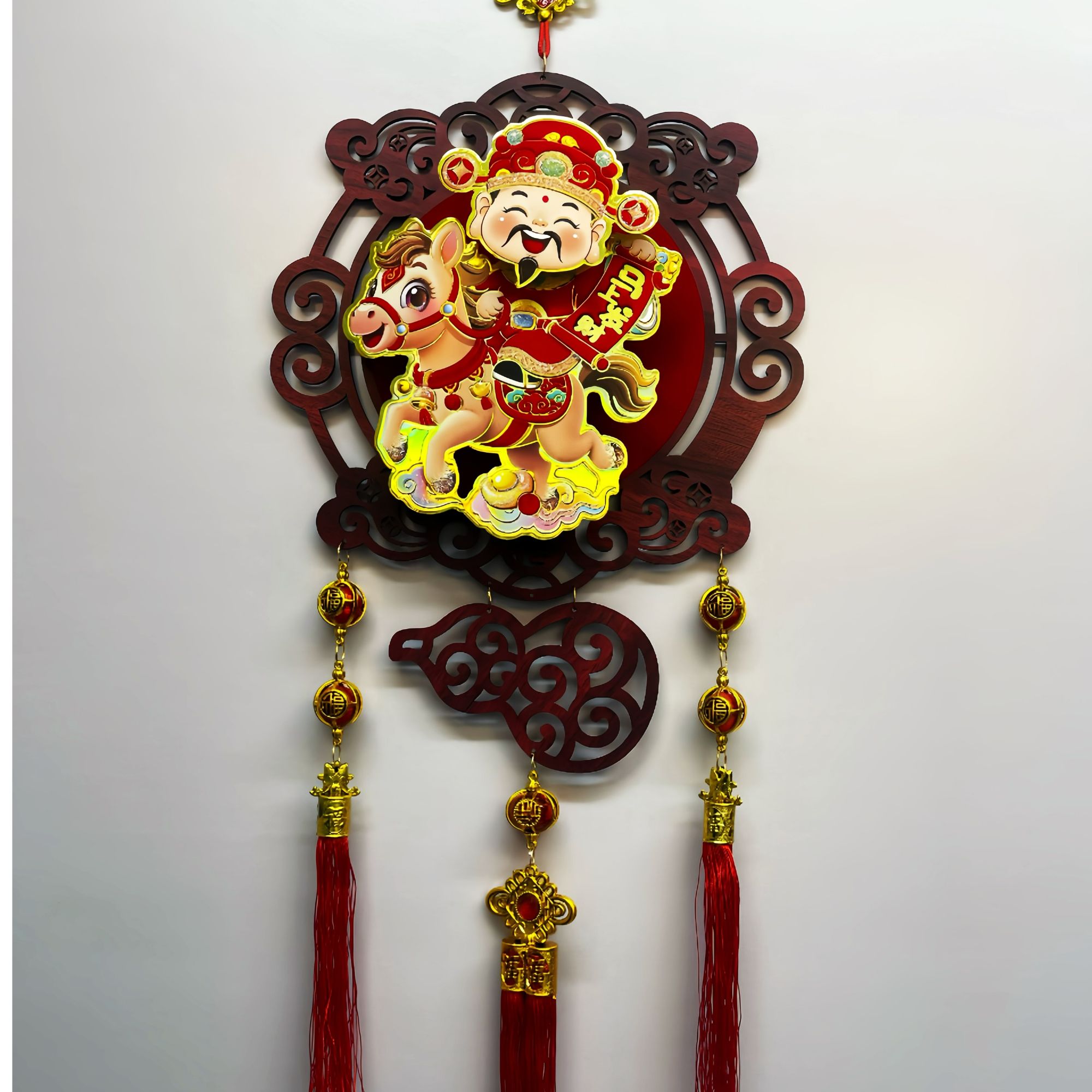 2026新款【点头财神】实木摇摆点头可动新年挂饰喜庆家居装饰