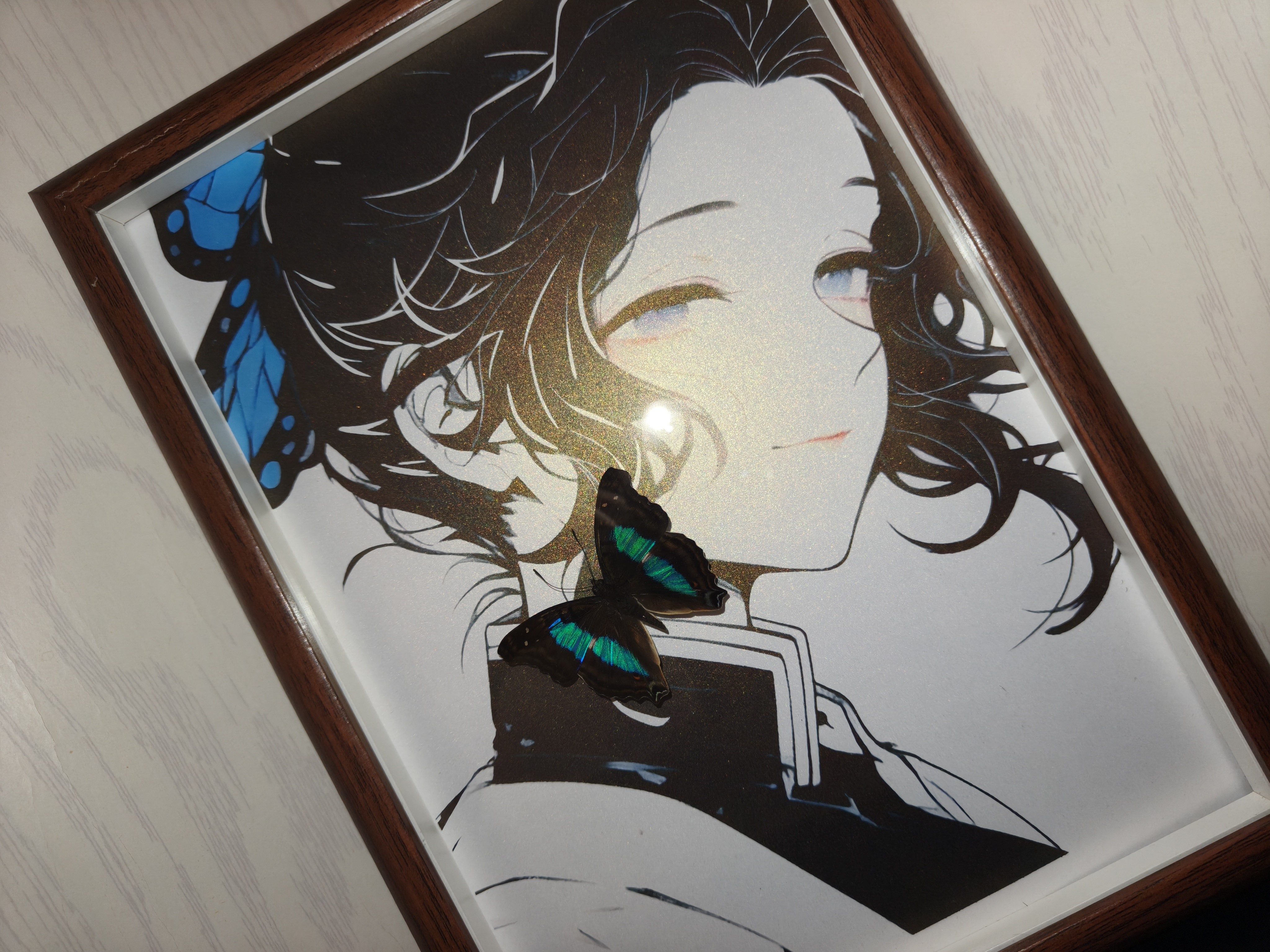 立体中空创意蝴蝶标本相框精致简约欧式摆台装饰画蝴蝶忍